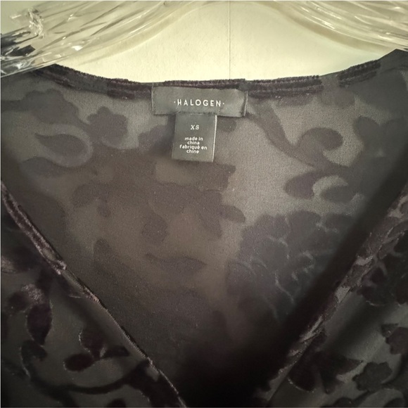 Halogen Black Velvet floral Buttoned Blouse XS - Picture 2 of 4